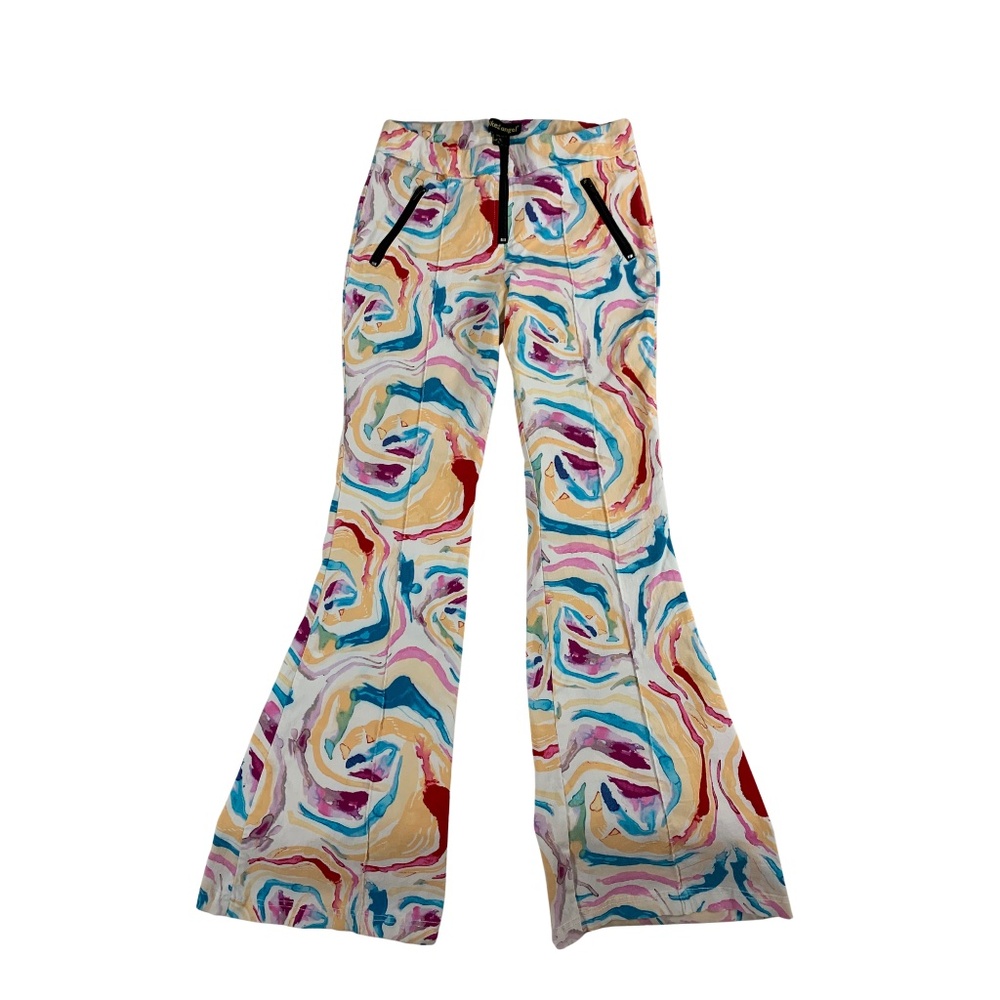 Like An Angel Paint Strokes Bell Bottom Stretch Pants Women's XL Retro Y2K
